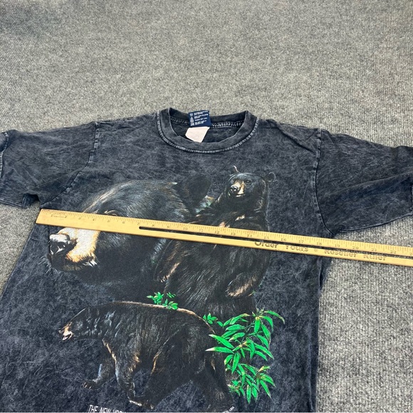Polar Graphics Unisex Grey Wash Tie Dye Black Bear Graphic T-Shirt Size Small - Picture 4 of 9